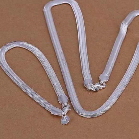 New Stamped 925 silver Bracelet Necklace set - Picture 1 of 3